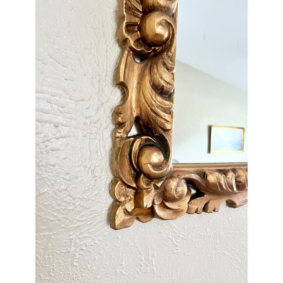 1970's Ornate Rococo style Gold Rectangular Mirror - Picture 6 of 9